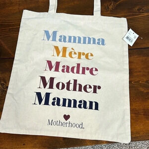 Motherhood maternity canvas tote bag